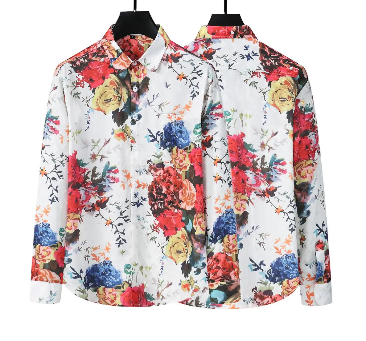 남성용 캐주얼 셔츠 전체 꽃 인쇄 긴 소매 캐주얼 셔츠 Prue면 패션 도매 의류 아시아 크기 M-3XL