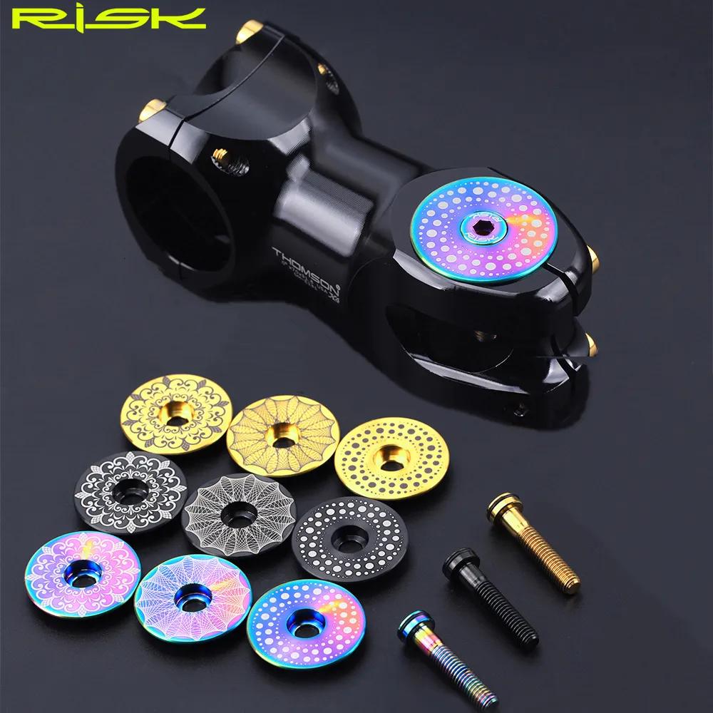 Bike Headsets RISK Bicycle Stem Top Cap Headset Cover Alloy Bolt Road MTB 286mm 1 18" Front Fork Head Tube Superlight Ti Screw 230925