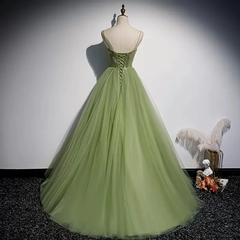 Elegant Sage Green Prom Dress - Long Scoop Neck Evening Gown, Tulle Layers, Lace-up Back, Appliqued Pearls, Formal Occasion Wear from Dhgate Prom Dresses - price 127.68 Elegant Sage Green Prom Dress - Long Scoop Neck Evening Gown, Tulle Layers, Lace-up Back, Appliqued Pearls, Formal Occasion Wear from Dhgate Prom Dresses - price 127.68