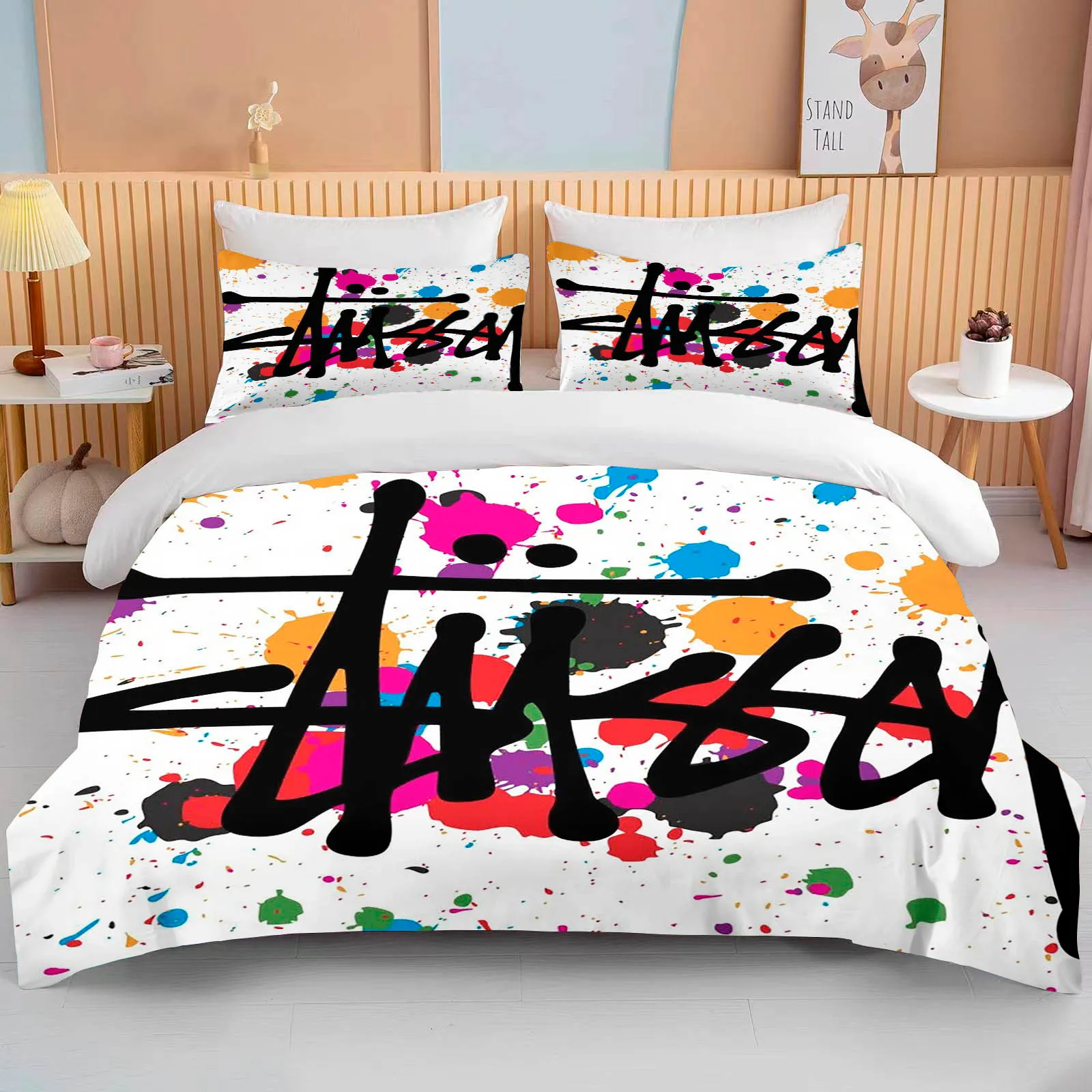 寝具セット10サイズStu3sy Bedding Set Cartoon Sexy Girls羽毛布団カバーと枕カバークイーンキングベッド服子供大人のキルトカバー230926