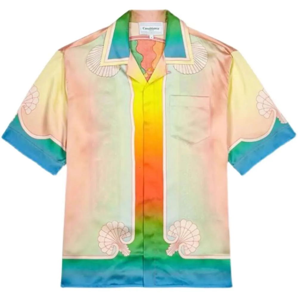 23ss Casablanca Hawaiiaans overhemd Dream Island Sicilië casual overhemd Kleurrijk satijn heren- en damesstrandoverhemd casablanc