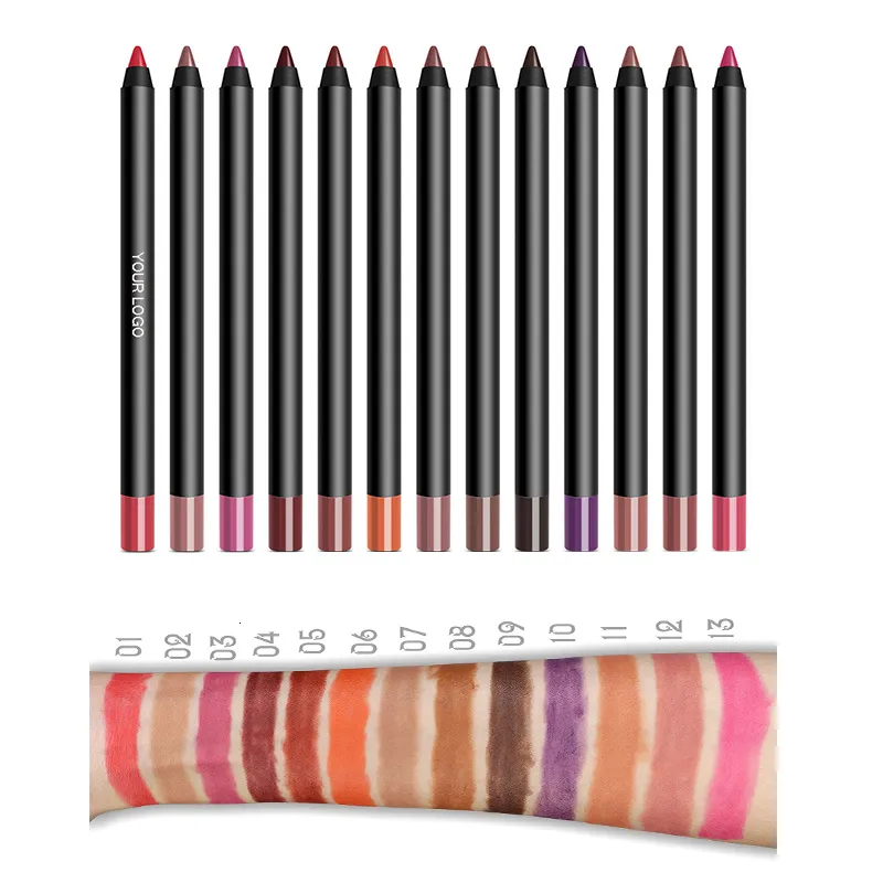 Batom Private Label Maquiagem Lipliner Lápis Longa Duração À Prova D 'Água Suave Lip Liner Atacado Pigmentado 3 em 1 Caneta 13 Cores Cosméticos 230925