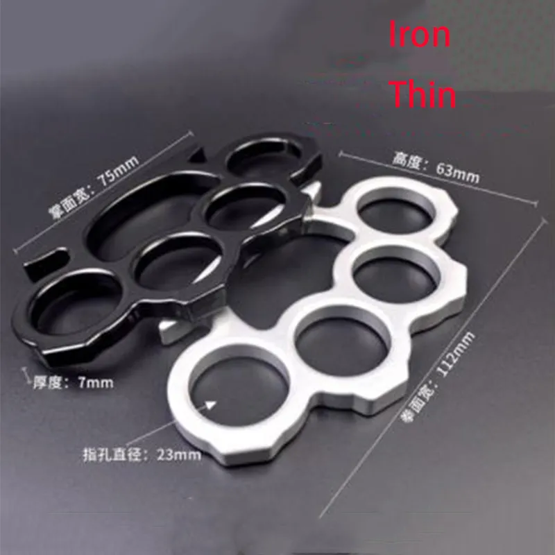 Iron Thickened Knuckle Duster Outdoor Metal Finger Buckle Fitness Training Boxing Fight Broken Window Defense Pocket EDC Tool