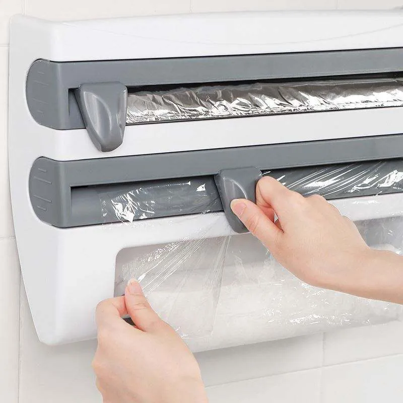 Soporte De Papel Cocina Estante Para Pared Almacenamiento Cortador