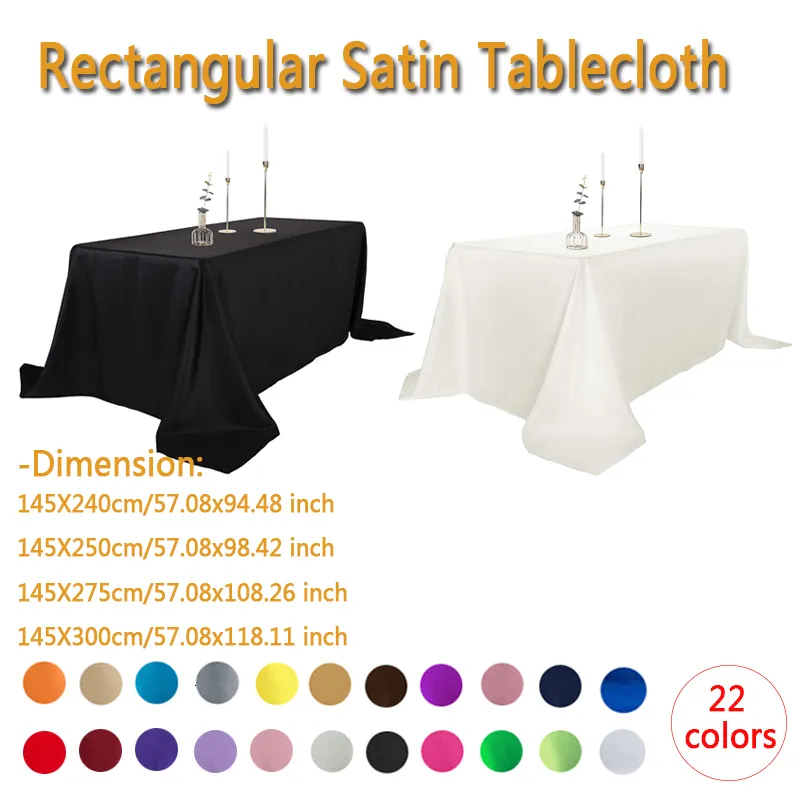 Mantel de mesa Mantel rectangular de satén Ropa de mesa Lavable Poliéster Mantel resistente a las manchas para boda Buffet Fiesta Mantel Saten 230925