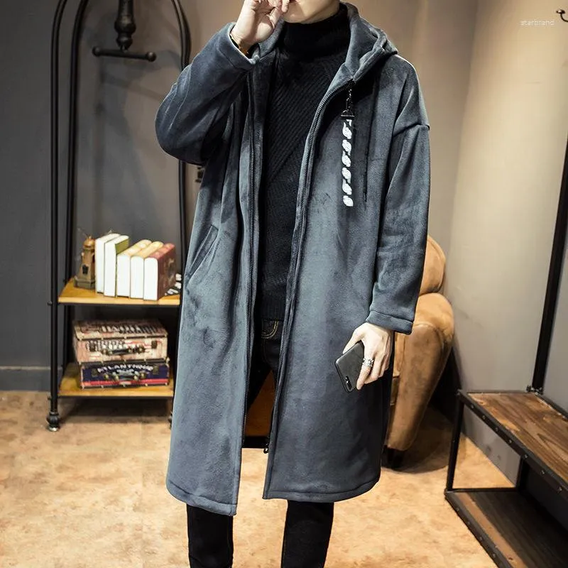 Lã masculina mrgb moda inverno jaqueta de lã cor sólida oversized masculino casual quente casaco streetwear com capuz masculino longo trench coat