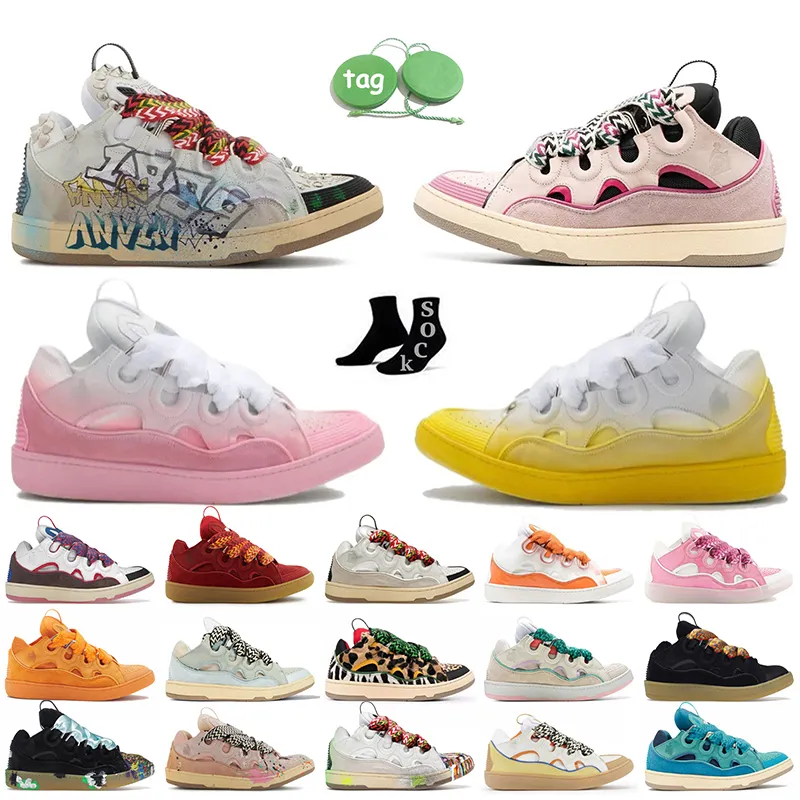 Top Fashion Uomo Donna Designer Scarpa casual Piattaforma Pelle Curb Sneakers Graffiti Nappa Pelle di vitello scamosciata Rosa Verde goffrata Madre e bambino Scarpe da ginnastica vintage