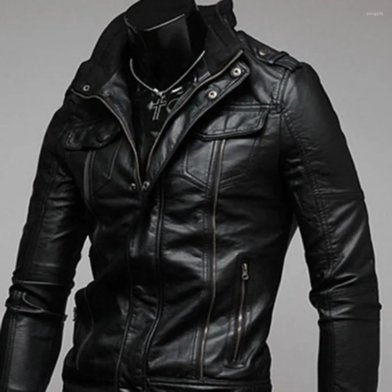 Pele masculina zogaa senhores jaquetas de couro do plutônio do vintage falso punk masculino gola da motocicleta casacos roupas moda casual