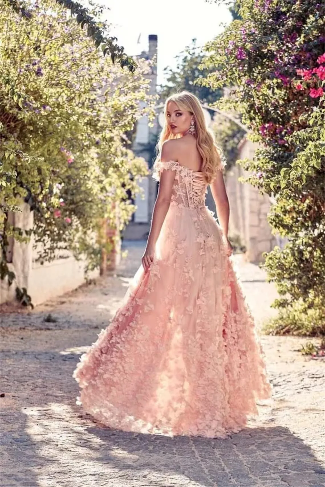open lace back dress Pink Princess Puffy Ball Gown Prom Dresses - main image 0