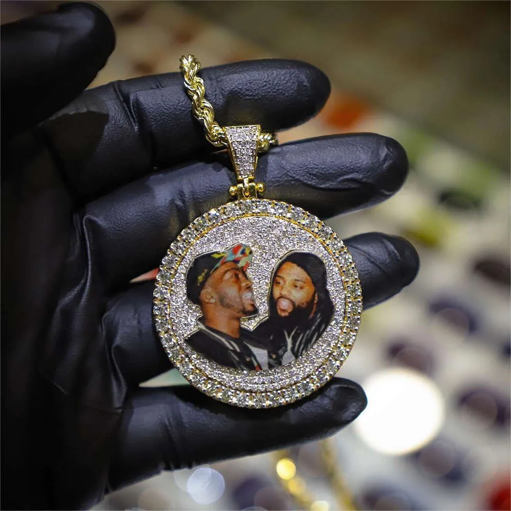 Custom Bling VVS Moissanite Diamond Photo Pendant Mens Hip Hop Jewelry S925 Silver Solid Gold Charm Pendants for Women Men
