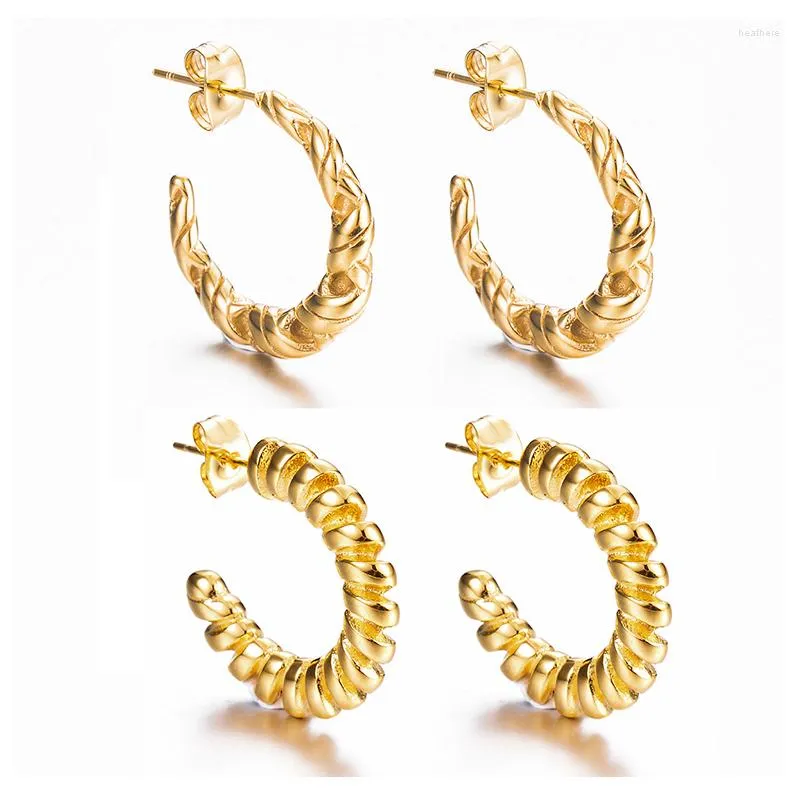 Hoop Ohrringe Edelstahl Gold Farbe Twist C Form Stud Für Frauen Trend Mädchen Ohr Schmuck Party Hochzeit Geschenke Drop