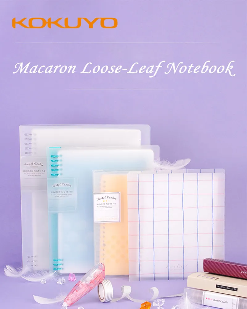 Blocos de notas KOKUYO Loose Leaf Notebook Macaron Pastel Cookies Inner Core A5 B5 A4 Diário Removível Capa Anel Binder Estudante Papelaria 230926