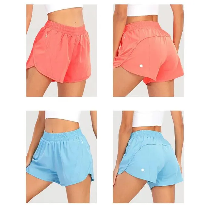 LU Women Yoga Outfits High Waist Sports Shorts Exercise Fitness Wear Girls Running Shorts Elastic Sportswear Lined Drawstring Shorts