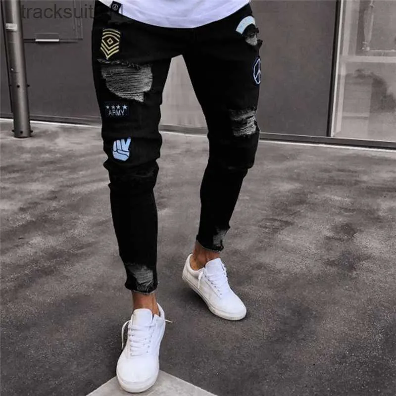 Jeans Mannen 2023 Mannen Stijlvolle Gescheurde Jeans Broek Biker Skinny Straight Verzwakte Denim Broek Nieuwe Mode Skinny Jeans Kleding dropshipping L230926