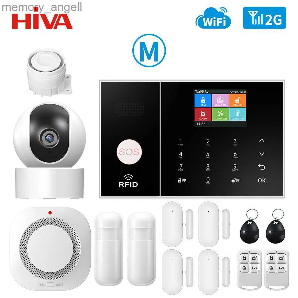 Alarm systems HIVA Tuya Safety GSM WiFi Alarm System for Home Business Security Alarm Warehouse Wireless work with Alexa door sensor YQ230926