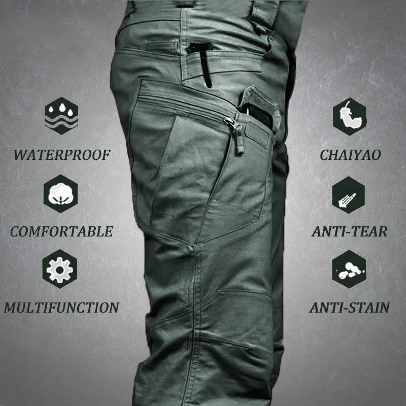 Men's Pants Tactical Cargo Pants Men Outdoor Waterproof SWAT Combat Military Camouflage Trousers Casual Multi Pocket Pants Male Work Joggers 230925