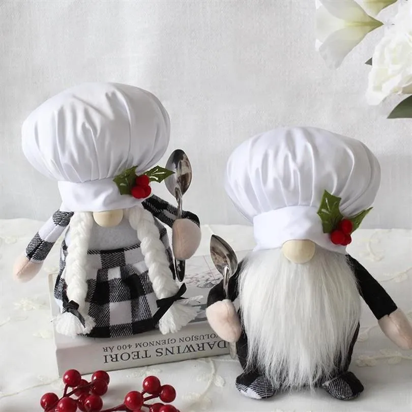 Décorations de Noël Chapeau de chef Rudolph Doll Accueil Fenêtre Gnome sans visage Décoration Cadeaux pour enfants Ornement Année 2022 Décor N234u