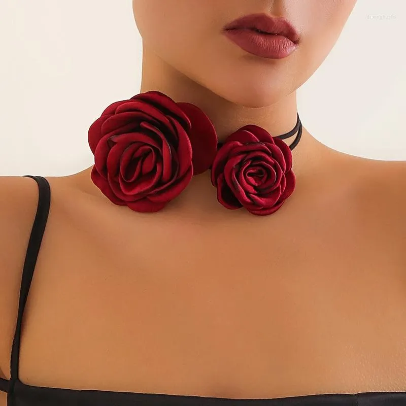 Колье Ailodo, 2 шт./компл., романтическое ожерелье с цветком розы для женщин, длинная веревочная цепочка, вечерние, свадебные, модные ювелирные изделия, подарок 2023