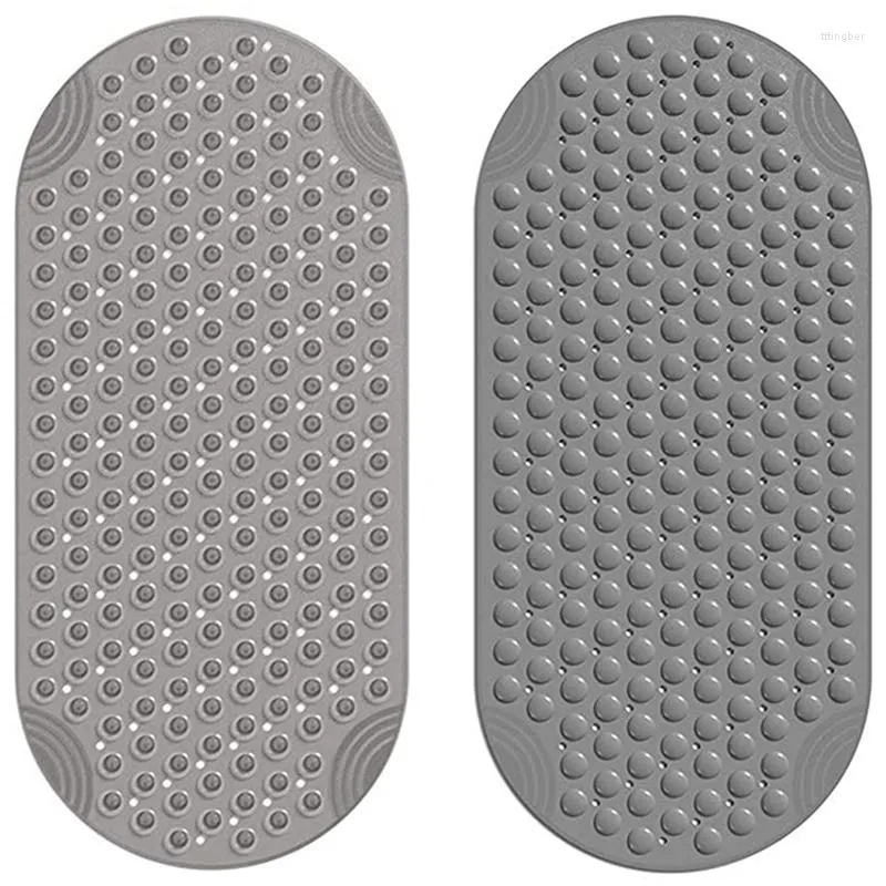 Carpets 2Pcs Bathtub Mat Non Slip Shower Floor Mats For Bathroom Bath Tub Washable Suction Cup 16X35inch Gray & Clear