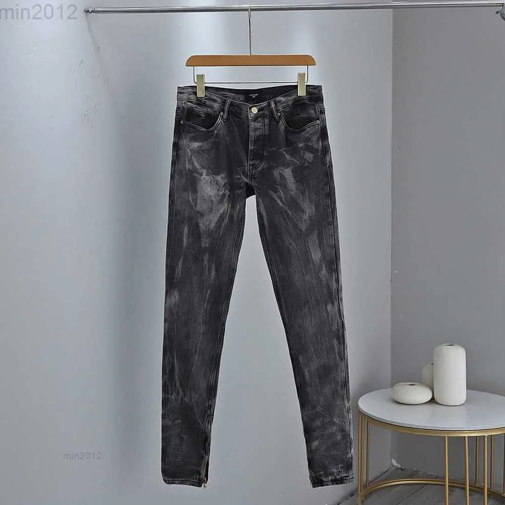 Jeans pour hommes brouillard Jeans de créateur Saison 5 Water Ripple Jerry Same High Street Washed Old Zip Tight Jeans