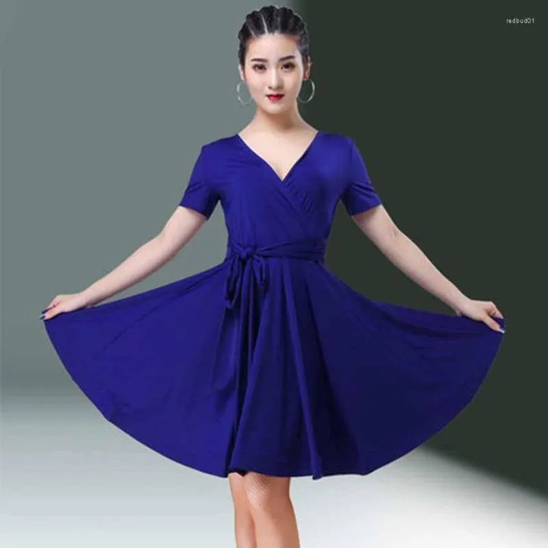 Stage Wear Latin Dance Performance Clothing Female Adult Dress Sexy Practice Suit Professional Summer Short Sleeve