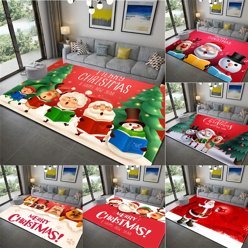 Carpets Christmas Santa Claus Snowman Living Room Carpet Home Decoration Sofa Floor Decoration Large Area Non-Slip Floor Mat 230926