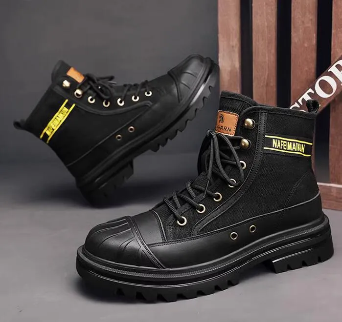 Mens Leather Canvas Mens Casual Ankle Boots With Platform And Low Heel Designer Martin Booties With Rubber Outsole For Casual And Outdoor Work From Wholesale nk 30.21 DHgate.Com