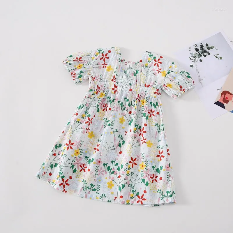 Flickaklänningar 0-6 år flickor strandklänning sommar blommig tryckmönster spädbarn barn för kläddräkter barn semester