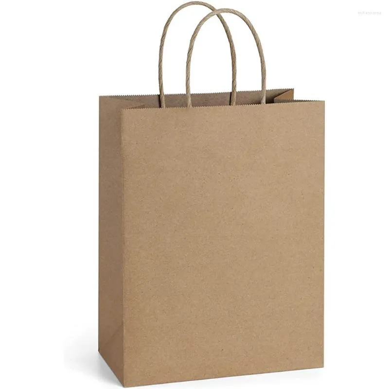 Gift Wrap 50pcs Bag 8x4.25x10.5 Brown Paper Kraft Shopping Retail Grocery Wedding Birthday Party