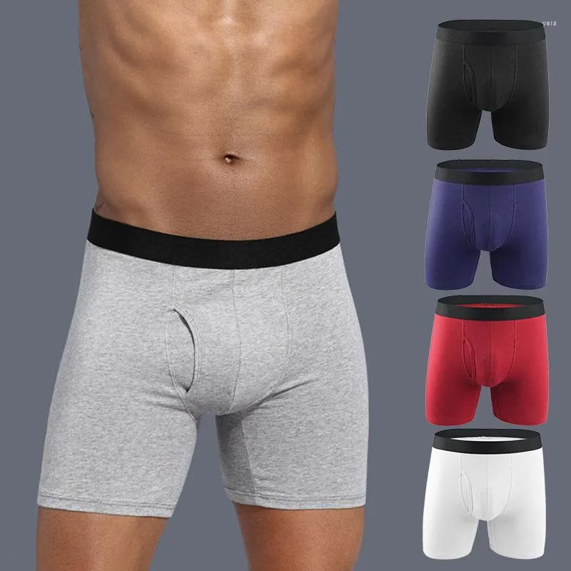 Underpants 1pc With Hole Underwear Male Boxershorts Long Boxers For Man  Undrewear Cotton Men's Panties Mens Family Boxer Shorts