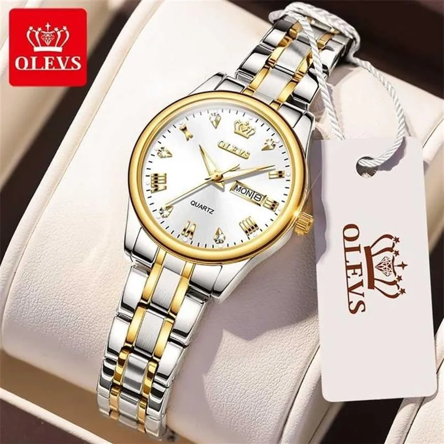 Olevs Gold Simple Fashion Casual Brand Wristwatch Luxury Lady Square Watches Relogio Feminino For Women Gifts 5563 220124300p