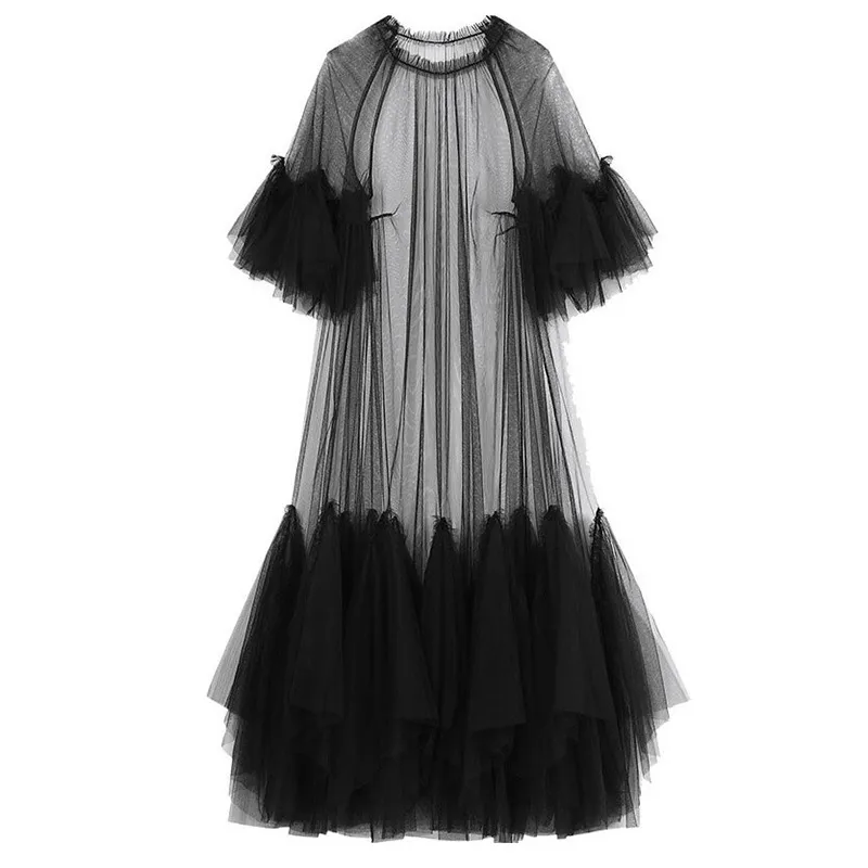 Casual Dresses For Women Black Ruffle Long Dress Loose Fit Plus Size Round  Neck, Three Quarter Sleeve Spring Summer 2025 From Xmlongbida, $49.47 In  Bulk | DHgate.Com