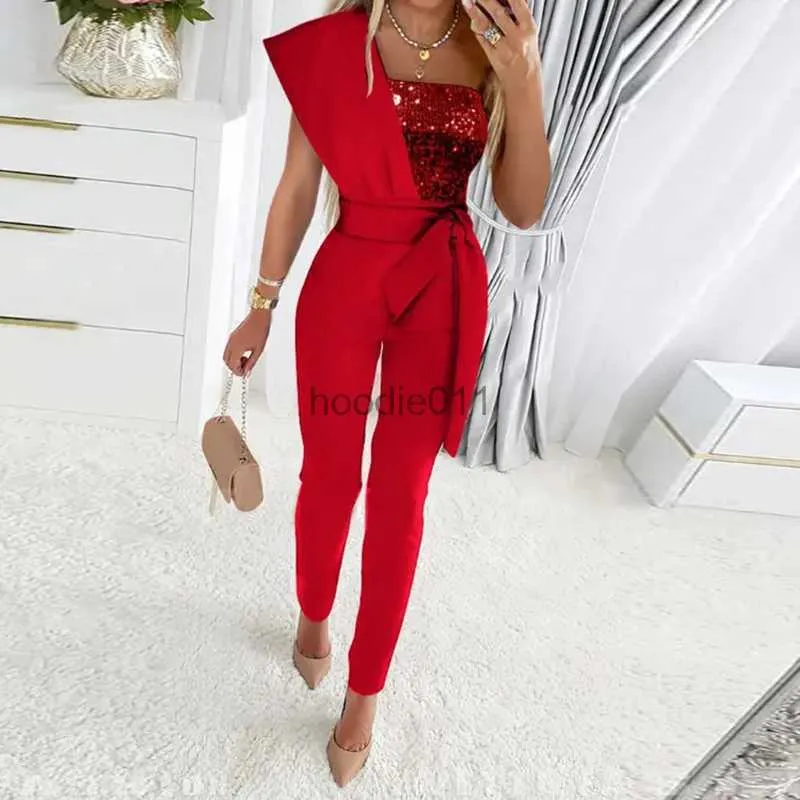 Casual Patchwork Sequins With Belt O Neck Skinny Jumpsuits (Subject To The Actual Object) Casual Patchwork Sequins With Belt O Neck Skinny Jumpsuits (Subject To The Actual Object)
