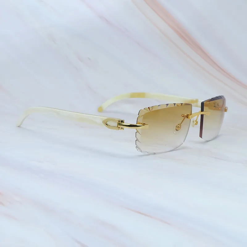 Buffalo Buffalo Lunes de soleil Petites lunettes de soleil coupées de diamant Real Buffalo Horn Stelish Vintage Carter Luxury Eyewear Gold Frame