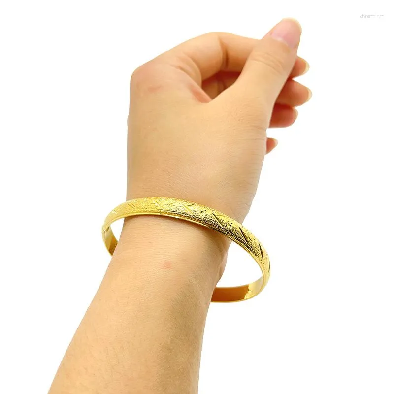 Bangle 1Pcs/Lot Dubai Fashion Gold Color Bangles For Women Men Ethiopian Bracelets African Jewelry Saudi Arabic Wedding Bride Gift