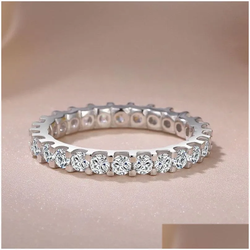 Anelli a fascia per le donne Sier Colore Cubic Zirconia Anello Pietra bianca Da sposa Matrimonio Fidanzamento Gioielli alla moda Bijoux Femme Cc1565 Drop Del Otles