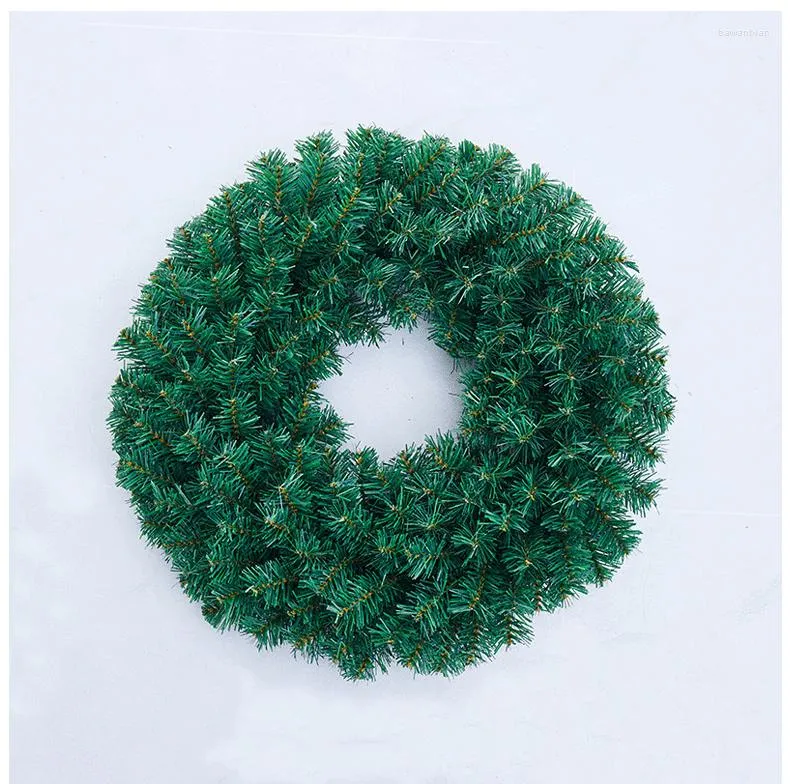 Dekorativa blommor Green 30/40/50 cm julkrans Garland bas tall nål xmas för hängande prydnads ytterdörr navidad år hem