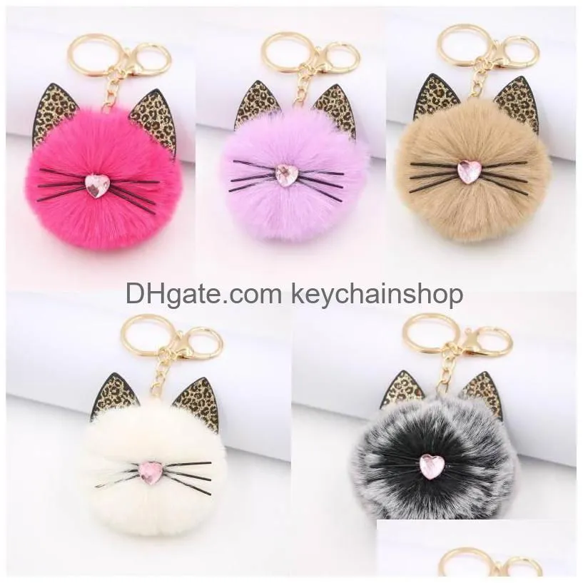 Porte-clés Personnalité Lapin Fourrure Pompon Porte-clés Pour Femmes Fuzz Ball Doux Et En Peluche Pom Poms Voiture Sac À Main Charme Pendentif Drop Livraison J Dhdnj