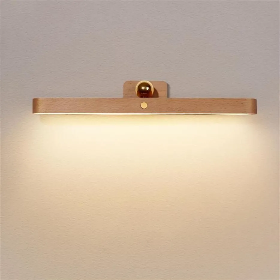 IJdelheid lichten houten spiegel voorste vulling licht led nacht draagbare mobiel oplaadbare magnetische wandlamp slaapkamer bed268s