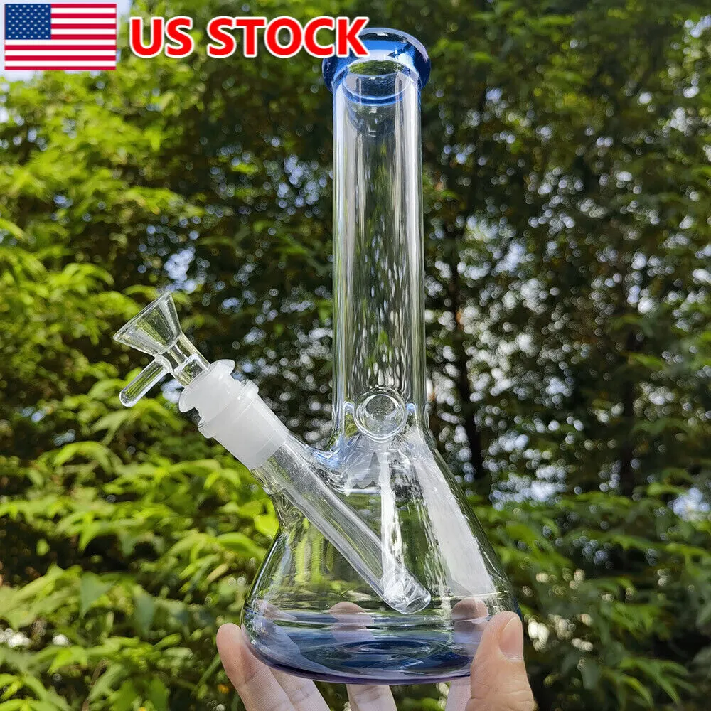 10" Smoking Shisha Pipe Hookah Glass Water Pipe Bong Bubbler Bongs W/ Bowl Blue