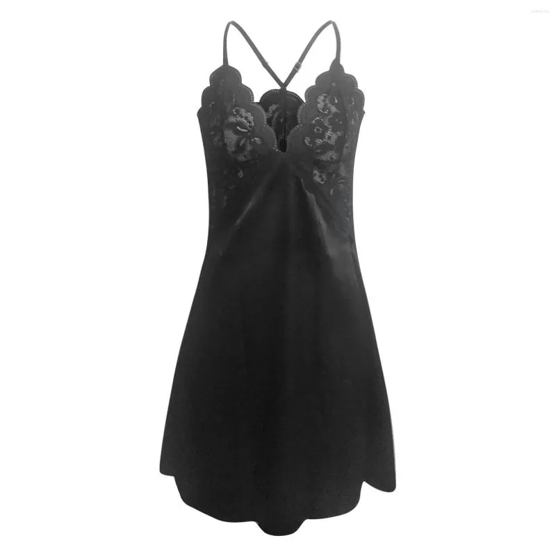 Men's T Shirts Women's Sleeveless Sexy Attractive Ice Silk Sling Lace Nightdress Dress Funny Underwear