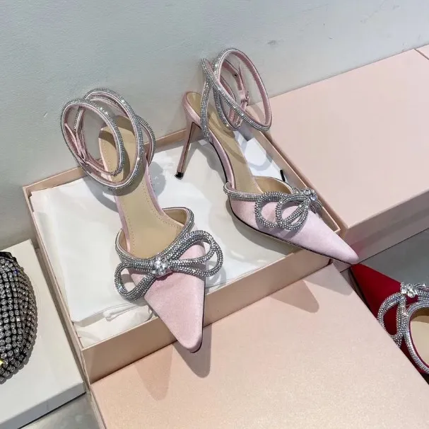 Save Big on Bulk Crystal Strap Heels Crystal Heeled Shoes: Women's Satin  Bow High Heel Sandals With Ankle Wrap, Clear Glass Film, Evening Party