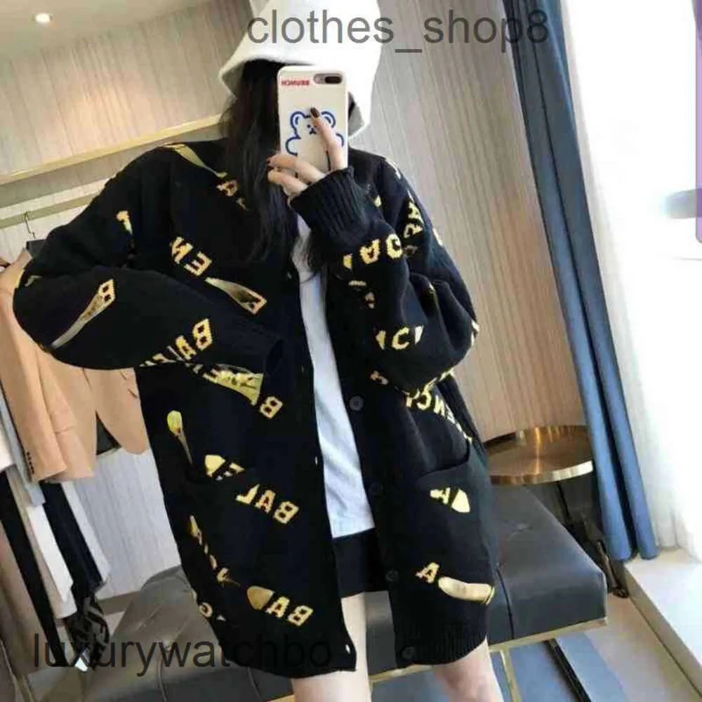 Designer de moda Hoodies Balenciges Carta Suéteres Masculinos Paris Home Versátil Novo Jacquard Tricô Cardigan Sweater Casaco Feminino Mostra Camisas Finas e Soltas C7LZ