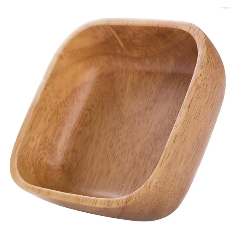 Zestawy naczyń stołowych drewniana miska serwująca kwadratowa taca owocowa sałatka deser talerz prosty tace stoliki