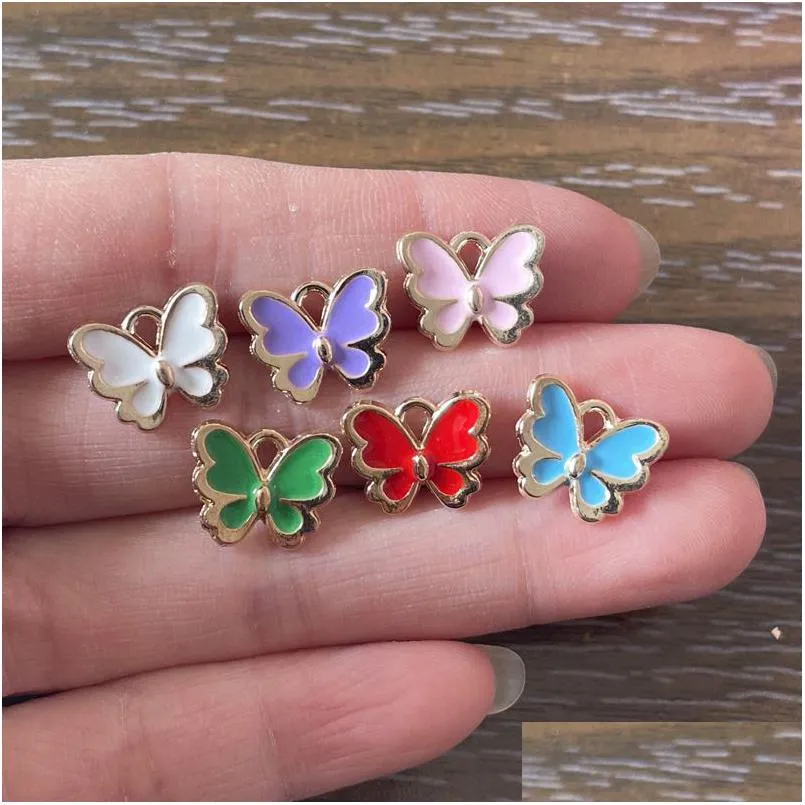 Charms 50Pcs Cute Insect Butterfly Charm Wholesale Pendant For Diy Jewelry Making Bracelet Necklace Earrings Zipper Pl Nail Decoration Dhwdw