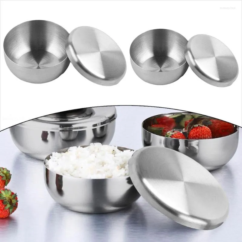 Bowls Korean Stainless Steel Rice With Cover Metal Rices Cereal Serving Bowl Anti-Scalding Child Small Cuisines