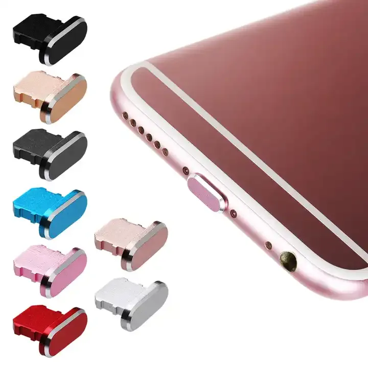 Colorful Metal Anti Dust Plug Cover Charger Port Cap for iPhone Dock Plug Stopper Cover Phone Accessories Whosell