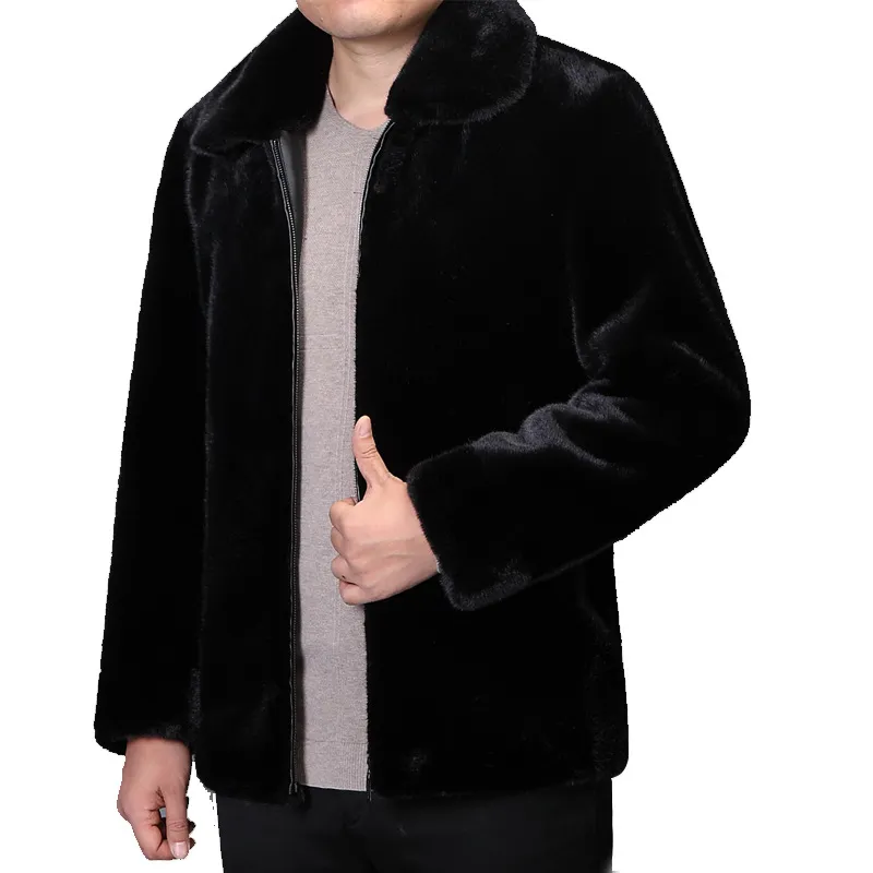 Czarna kurtka futrzana sztuczna norka Fur Płot zimowy Ubranie ciepłe i zagęszczone wierzchołki odzieży wierzchniej