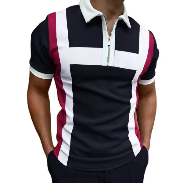 Alta qualità Primavera Lusso Italia T-shirt da uomo Designer Polo High Street Ricamo Bavero Cerniera Maglietta Lettera Stampa Abbigliamento Uomo Polo di marca Taglia S-3XL