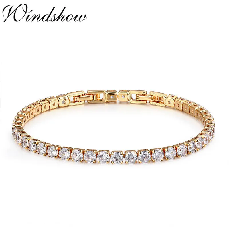 BEDED BANGER 15CM-17CM REOLLE AAA CZ Chain Gold Color Tennis Bracelet Bracelet for Women Girls Girls Jewelry Braceletes Pulseras Bracciali Donna 230925